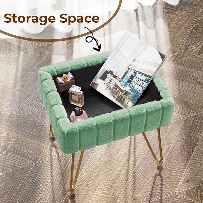 Greenstell Vanity Stool Chair Faux Fur - Image 6