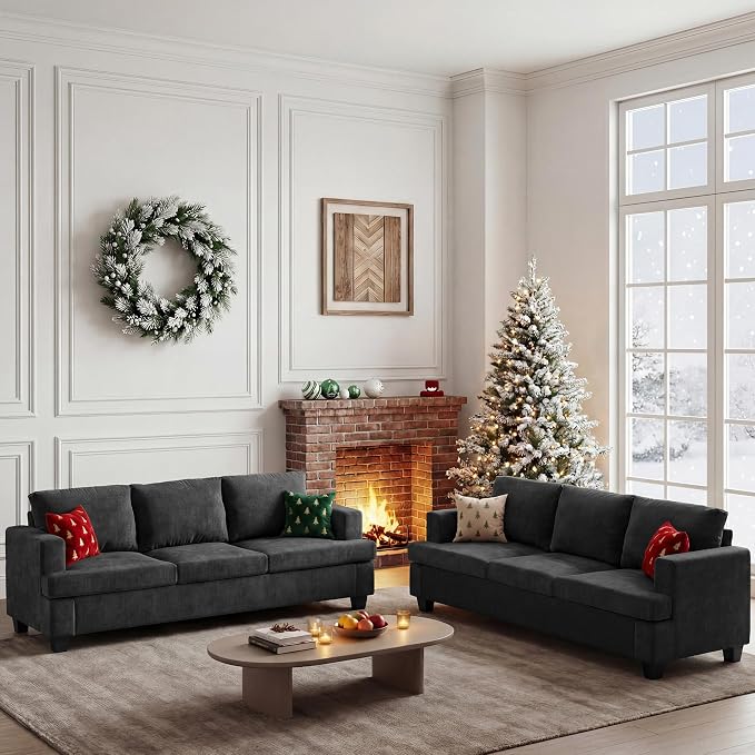 Apicizon 3-Seater Sofa & 3-Seater Sofa, 2 Piece Set Comfy Couch - Image 4
