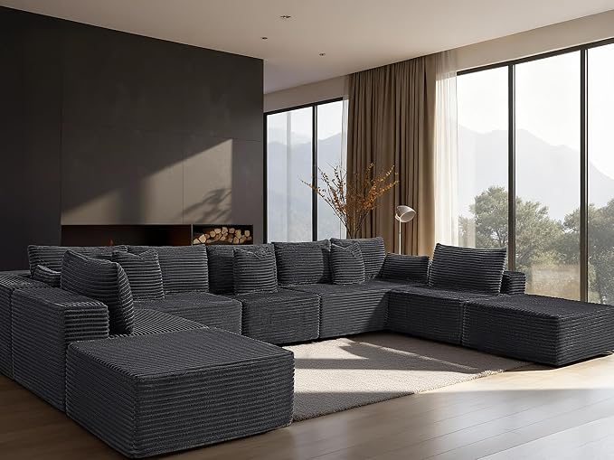 168" Cloud Sectional Couch, Comfort U Shaped Sofa by VYUXWO