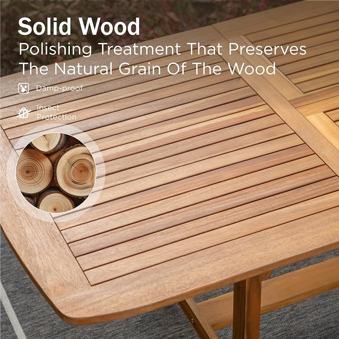 PHI VILLA 9 Pieces Acacia Wood Patio Dining Set - Image 6