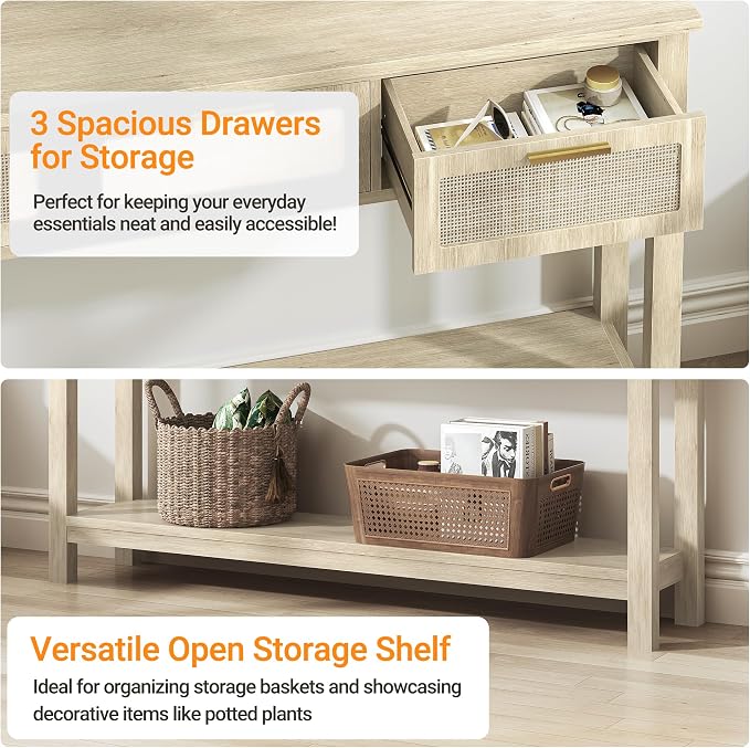 ELYKEN Rattan 51.2" Console Table - Image 7
