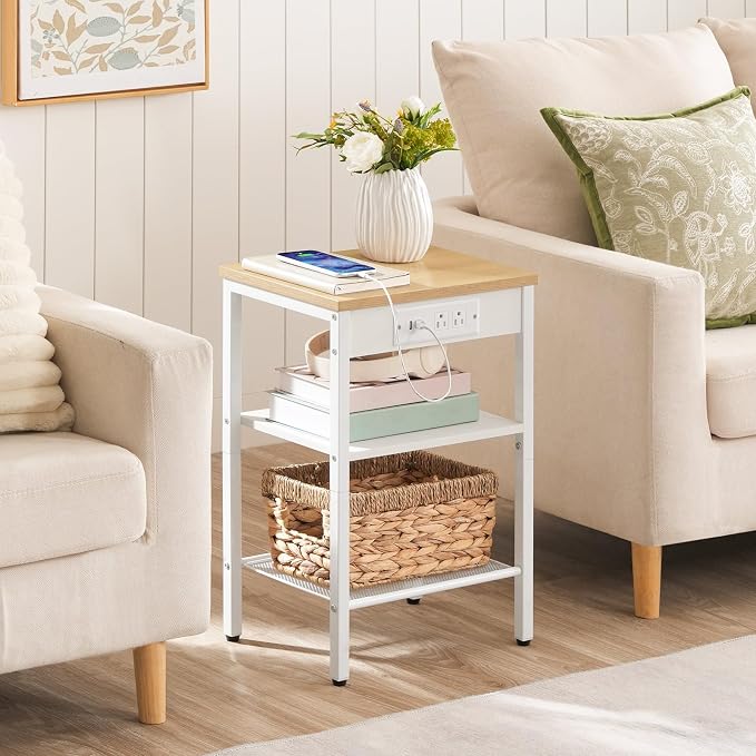 HOOBRO Side Table with Charging Station and USB Port, Small End Table - Image 5