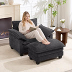 Oversized Accent Chair with Ottoman, Upholstered Armchair with Extra Thick - Image 4