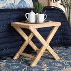 Bali & pari Farica Modern Bohemian Natural Rattan and Mahogany Accent Bench - Image 2