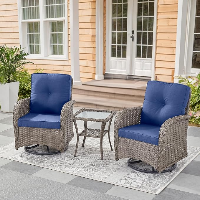 Belord Swivel Patio Chairs Wicker Set by Belord