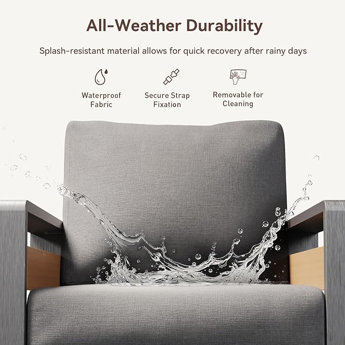 Aoxun Aluminum Outdoor Patio Furniture Set, 3 Seats Metal Sectional Patio - Image 5