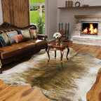Western Faux Cowhide Rug, Animal Cow Hide Rug, 7 x 6.2 Ft Brownish | Premium - Image 3
