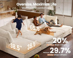115" Oversized Corduroy Couch Modular Sectional Sofa, Washable Cloud Couch - Image 3