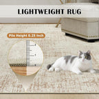 10x12 Area Rug for Living Room Bedroom: Non-Slip Modern Beige White | Machine - Image 7