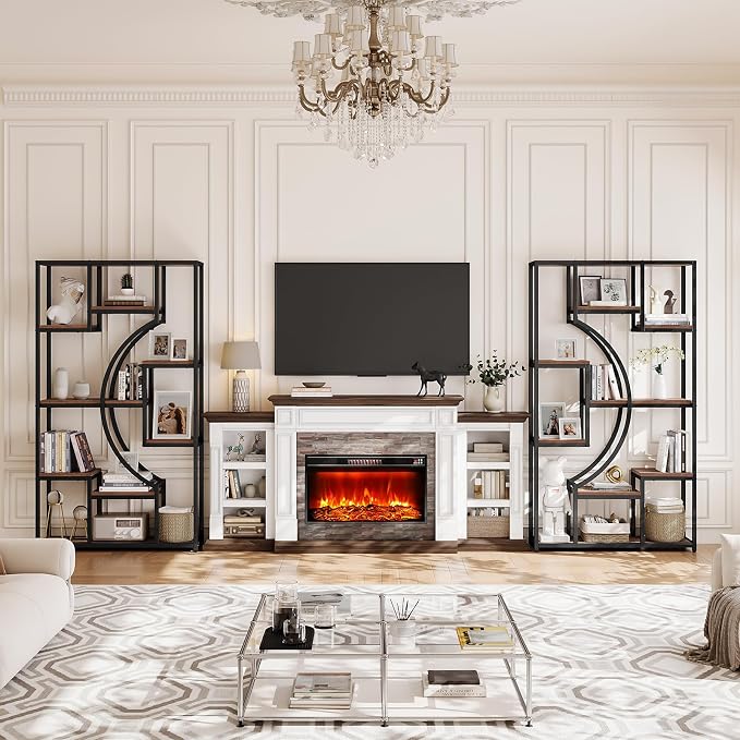HolliWill 70.8" Tall Bookshelf Set of 2, Etagere Bookcase - Image 3