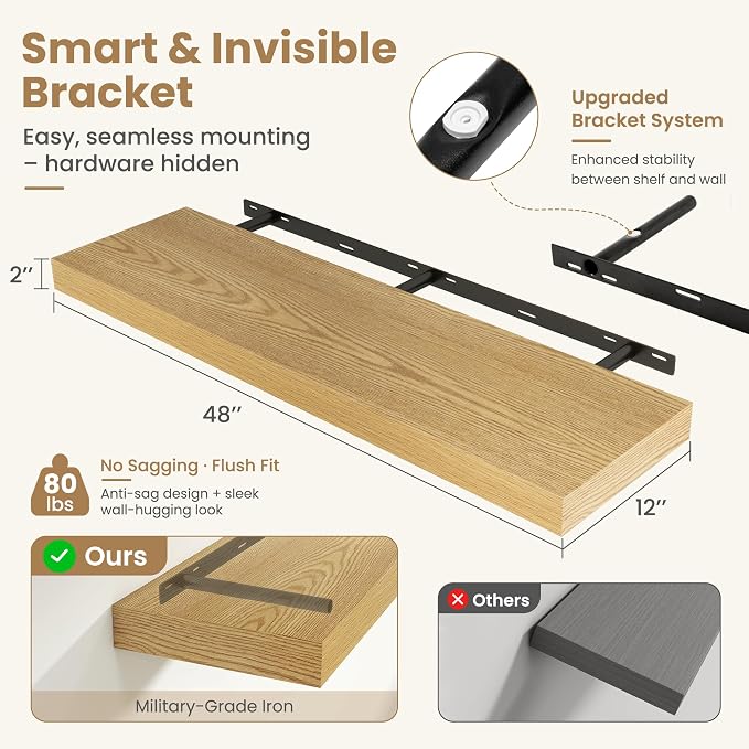 FLYJOE 48 Inch Long Floating Shelves - Image 2