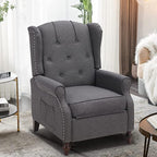 Wingback Recliner Chair with Massage and Heat, Wingback Recliner Tufted Fabric by Consofa