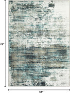 4x6 Area Rugs for Living Room: Washable Abstract Teal Green Badroom Carpet | - Image 2