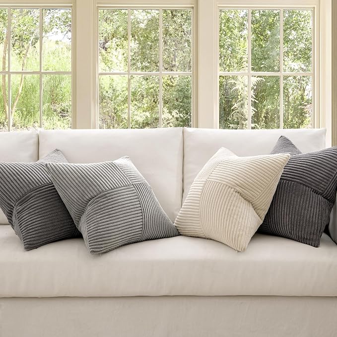MIULEE Neutral Grey Decorative Throw Pillow Covers 18x18 Inch Set of 4 Modern - Image 2
