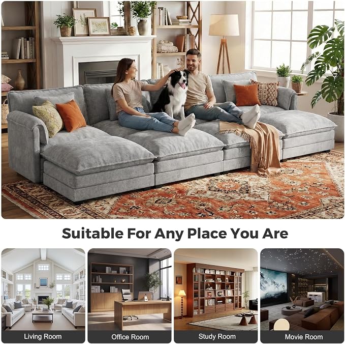 ELUCHANG Oversized 153" Modular Sectional Sofa, Comfy Deep Seat Cloud Couch - Image 3