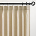 132 Inch Pinch Pleated Linen Curtains 2 Panels, Natural Beige Semi Sheer by Topfinel