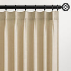 Topfinel Natural Beige Pinch Pleated Semi Sheer Curtains Textured Linen Blended by Topfinel