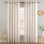 MIULEE Natural White Linen Curtains 37x84 Inch Length 2 Panels | Window Drapes - Image 2