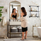 Besdomus Vintage Gold Wall Mirror: 24"x42" French Large Arch Champagne Gold - Image 2