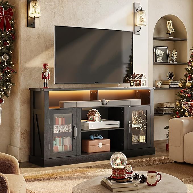 WLIVE Farmhouse TV Stand for 65 Inch TV, Tall Entertainment Center - Image 2