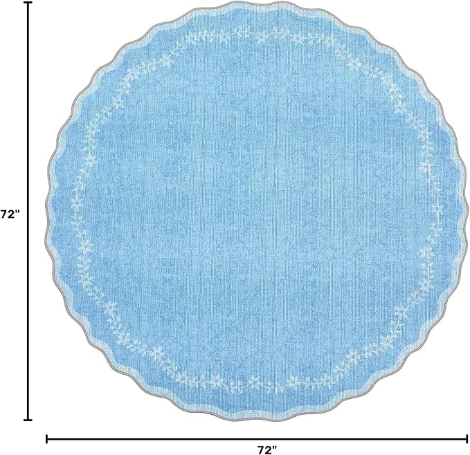 GarveeHome Round Rugs 6ft Scalloped Washable Circle Rug - Image 2