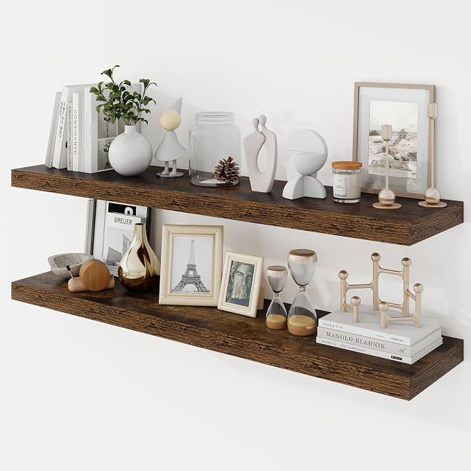 Acovy 40 Inch Floating Shelves, 9.3" Deep Floating Shelf Wall Mounted, Rustic by Acovy