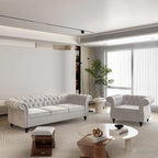 2 Piece Living Room Set, Velvet Chesterfield Sofa Couch Chair by ORRD