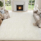 PLHXFR 8x10 Area Rugs Living Room: Fluffy Bedroom Rug Shag Carpet White | - Image 3