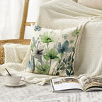 AVOIN colorlife Poppy Flowers Chinoiserie Throw Pillow Cover 18x18 Inch | Blue - Image 2
