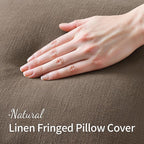 MIULEE Linen Decorative Fall Euro Throw Pillow Covers Cocoa Brown 28x28 | Set - Image 2
