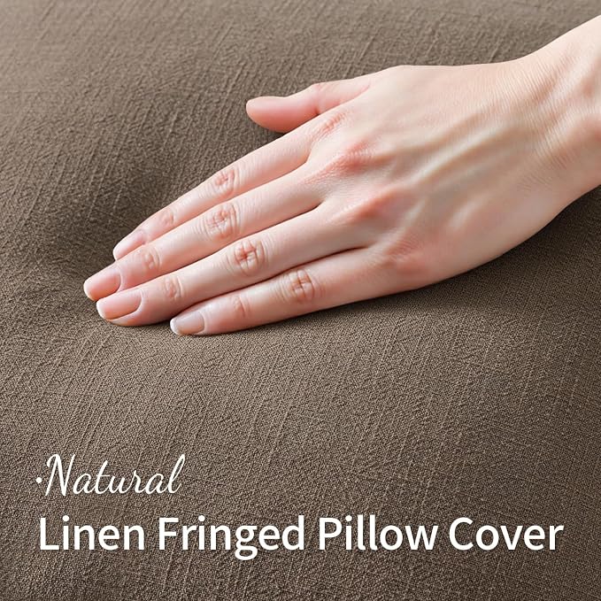 MIULEE Linen Decorative Fall Euro Throw Pillow Covers Cocoa Brown 28x28 | Set - Image 2