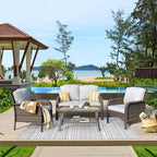 ovios 4-Piece Patio Furniture Set, Outdoor Wicker Sofa - Image 9
