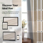 100% Blackout Linen Textured Curtains 63 Inch Long, Butter Cream | 100% - Image 7