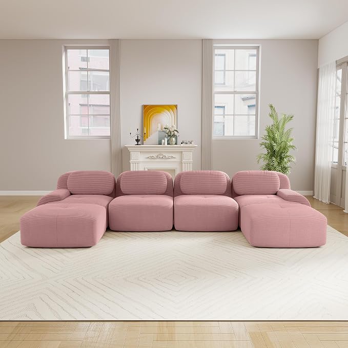 Boneless Sectional Couch, No Assembly Required, 152.7” U Shaped Modular Cloud - Image 2