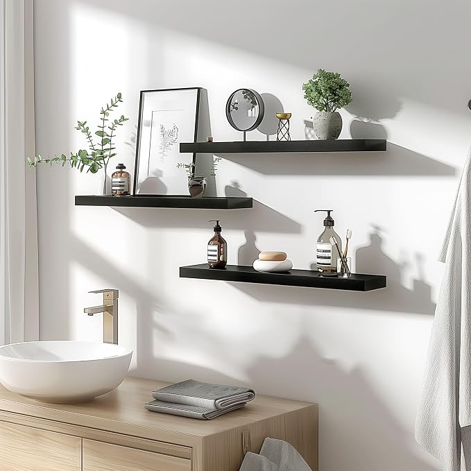 YYWUOJJ Wood Floating Shelves for Wall Decor, Rustic Wall Shelves for Bedroom - Image 2