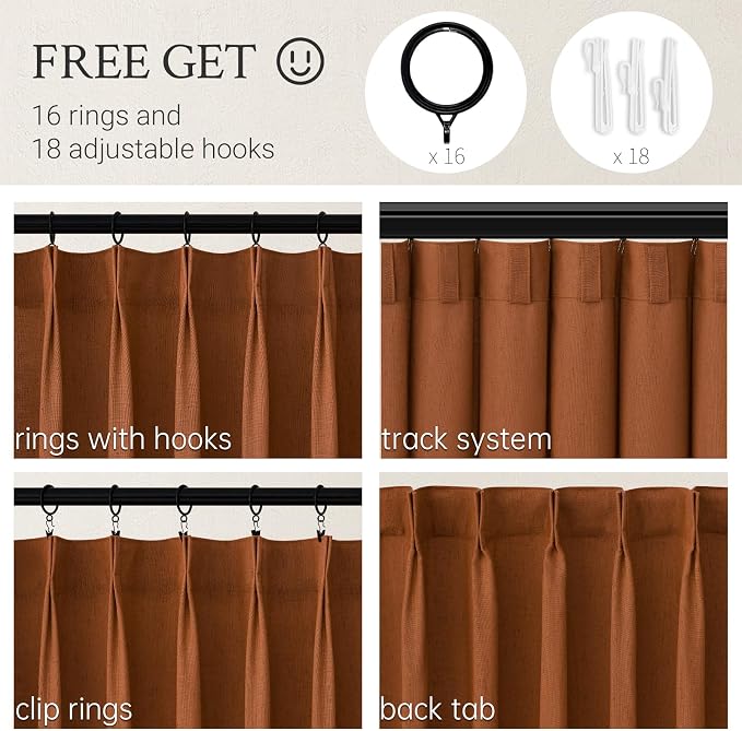 Pleated Linen Curtains 96 Inches Long - Image 2