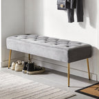 DUHOME Modern Velvet Ottoman Bench, Button-Tufted Upholstered Bedroom Benches - Image 4