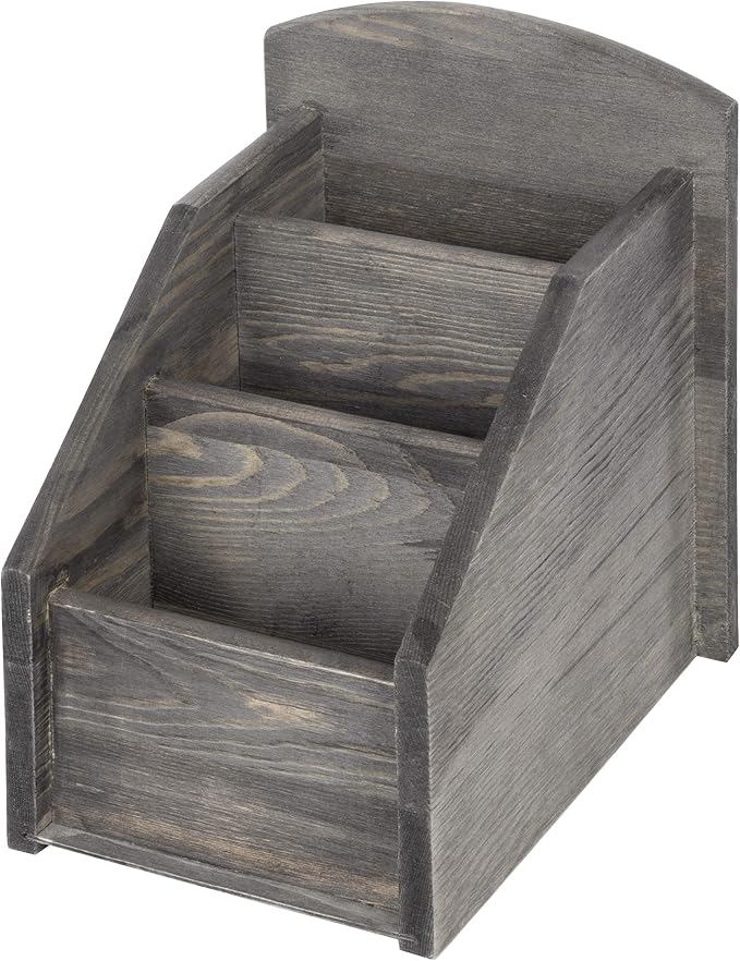 MyGift Rustic Dark Gray Wood Remote Control Holder Organizer Caddy - Image 9