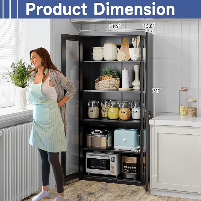 Display Cabinet with Glass Doors, Display Case Cabinet - Image 3