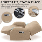Recliner Chair Covers, 4-Piece Stretch Geometric Strokes Jacquard Reclining - Image 4