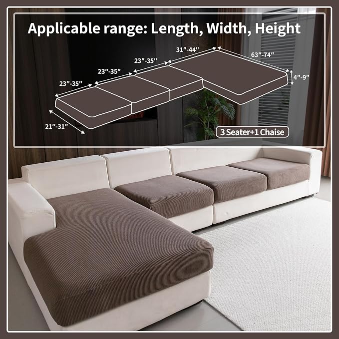 OHSIO Sectional Couch Covers, Wear Resistant Stretch Sofa Covers Washable Soft - Image 2