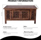 Hand-Carved Wooden Coffee Table – 36” x 18” Rectangular Mango Wood Center Table - Image 3