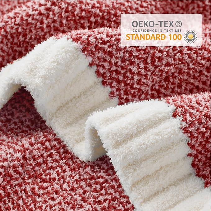 Snuggle Sac Christmas Red Blanket Twin Size, Ultra Soft Warm Fuzzy Knit Blanket - Image 4