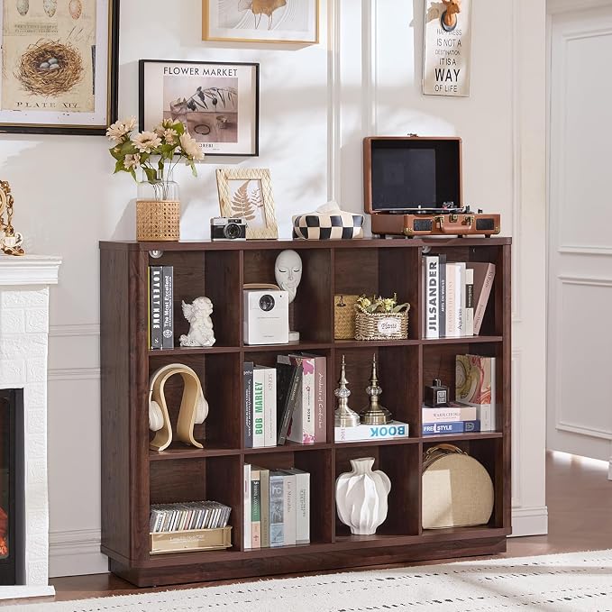 Joaxswe 12 Cube Storage Organizer, Wood Floor Standing 3-Tier Cubby Bookcase - Image 9