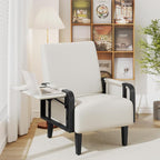 Andeworld Modern Beige Accent Chair, PU Leather Upholstered Armchair Side Chair - Image 7