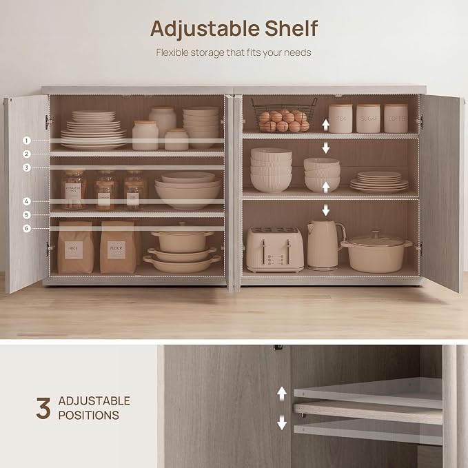 SICOTAS Buffet Cabinet with Storage Accent Sideboard Modern Credenza with Doors - Image 5