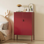 Metal Storage Cabinet, 2 Door TV Stand, Metal Mesh Accent Cabinet, Magnetic - Image 5