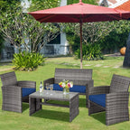 Tangkula 4 PCS Wicker Patio Conversation Set, Outdoor Rattan Sofas - Image 3