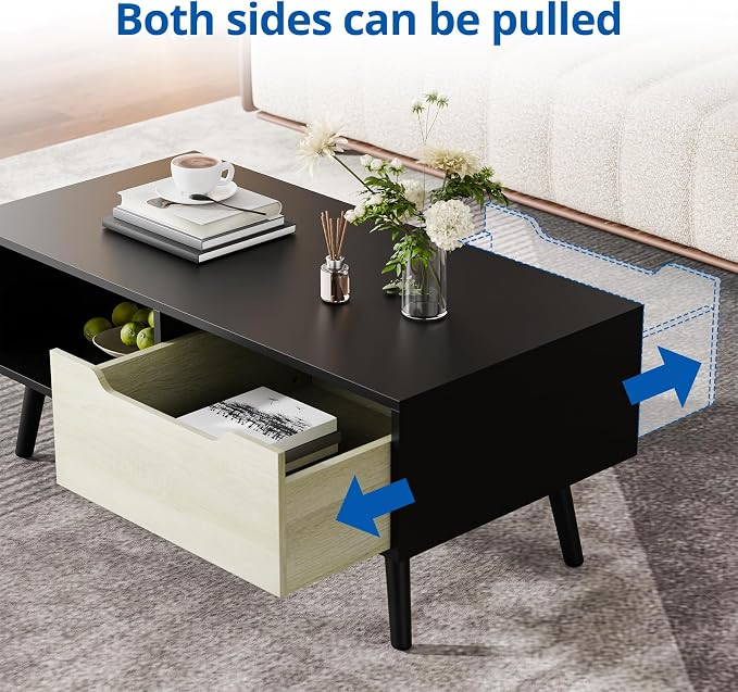 Cozy Castle Modern Coffee Table, Wooden Cocktail Table - Image 4
