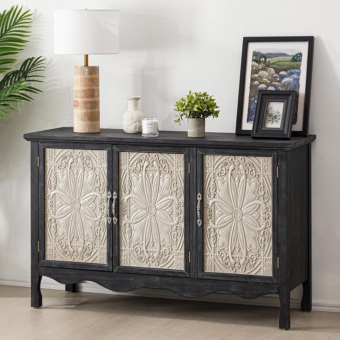 RoyalCraft Buffet Cabinet with Storage, Vintage Solid Wood Sideboard with 3 - Image 3